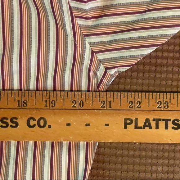 Mens BURBERRY White Red Pink Strip Button Down Long Sleeve Shirt Size 15 /38 - Picture 8 of 10